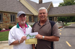 Dan DeMartinis (right) receiving congratulations from Bill Murray on his Hole-in-One at Sandy Pines on July 9th